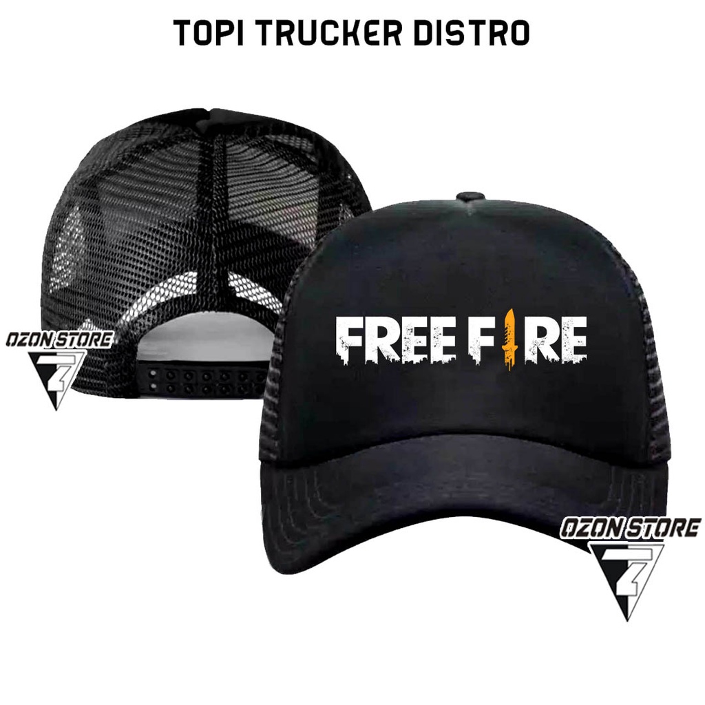 Topi trucker jaring distro Polos custom Karakter Game Freefire pria wanita Topi Anak &amp; Dewasa