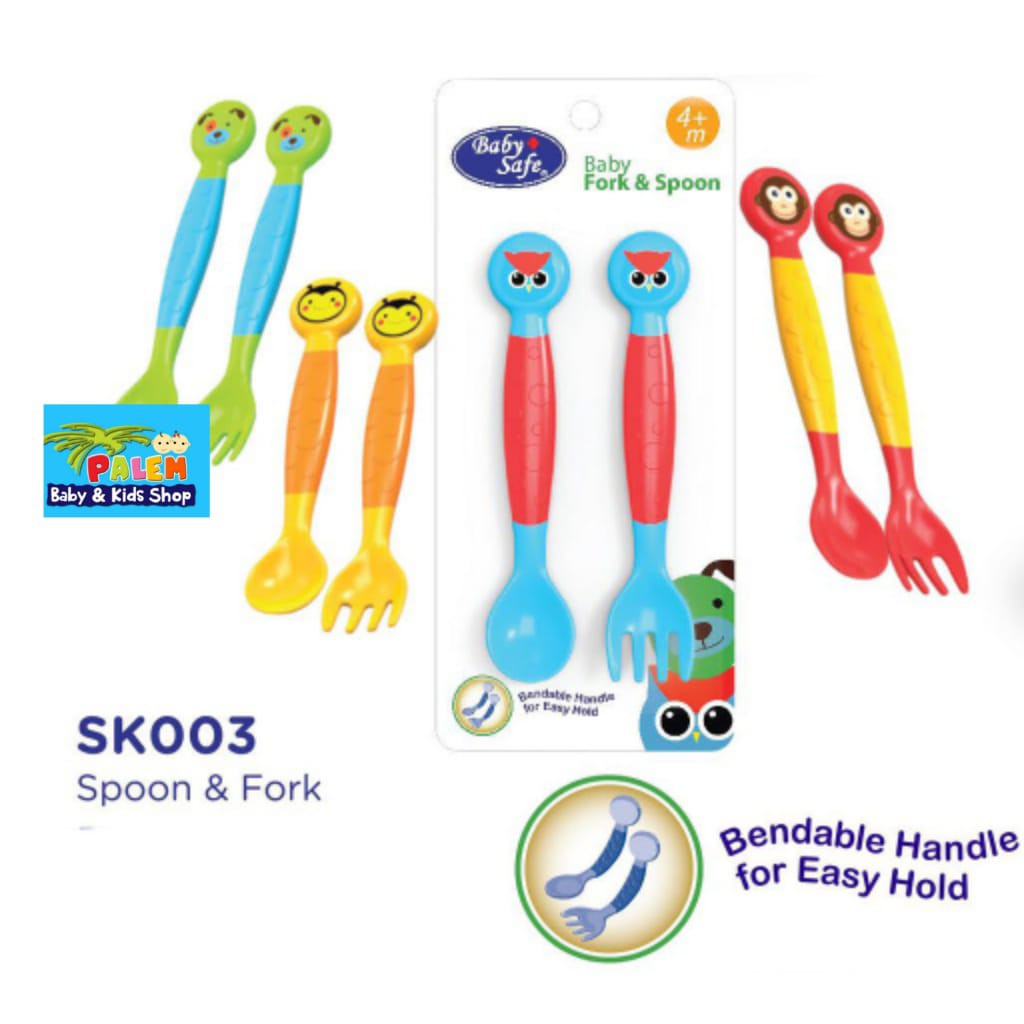 baby safe baby spoon &amp; fork sk003 (sendok garpu makan anak bayi)