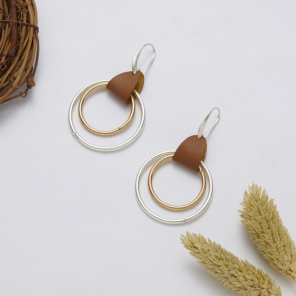 Korean style geometric earrings ladies large double loop fashion ear hook earrings factory wholesale