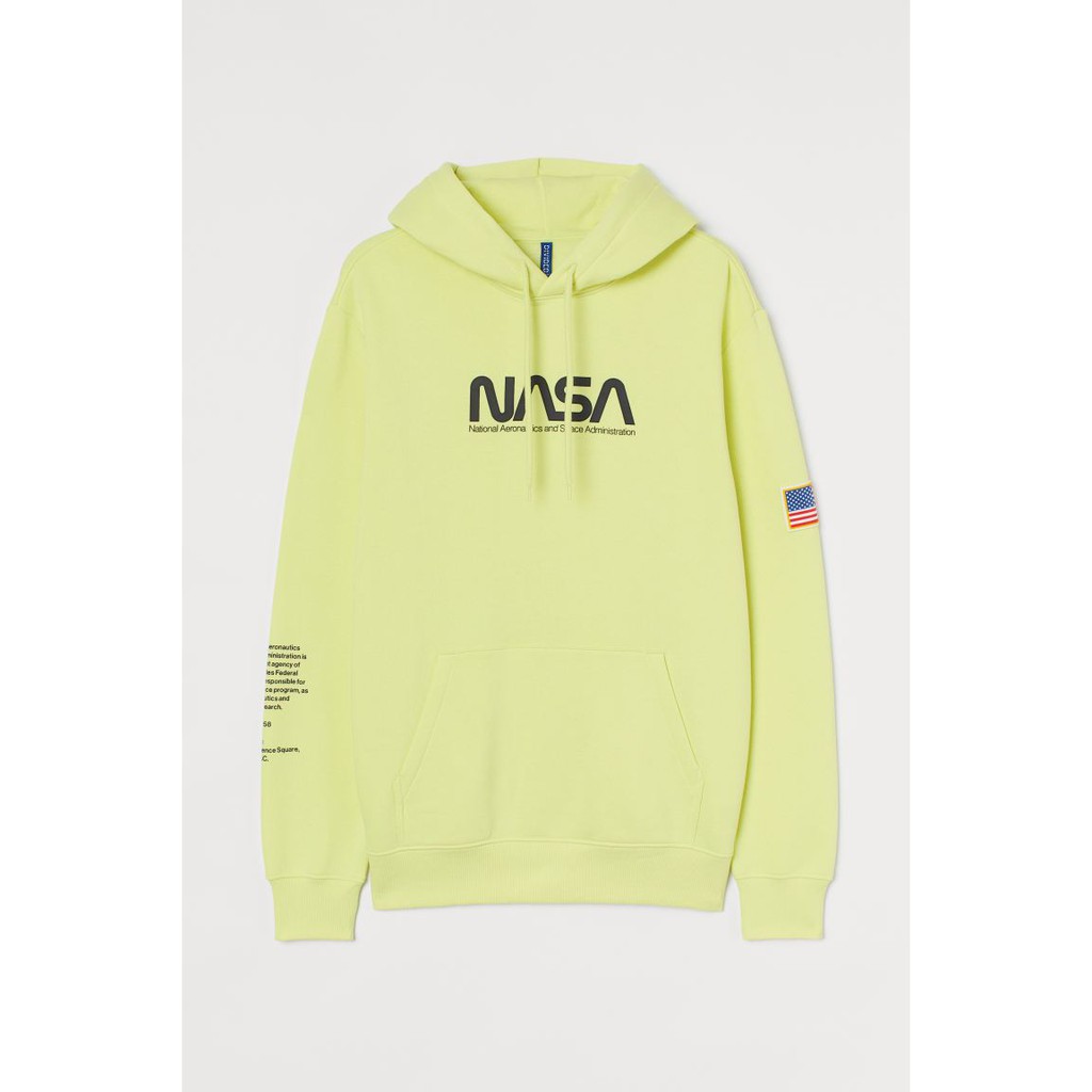 Hoodie Jaket H&M hnm NASA Rocket Neon Green Original