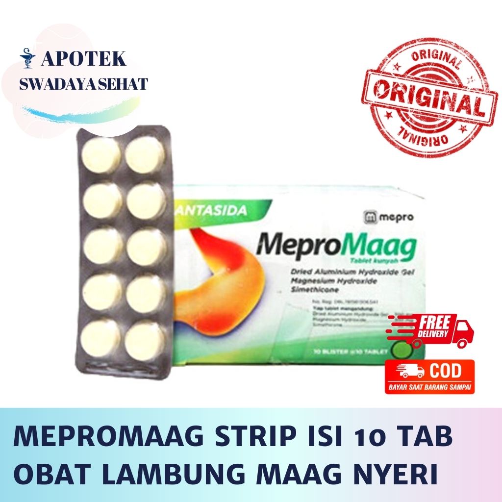 MEPROMAAG Strip 10 Tablet Kunyah - Obat Lambung Nyeri Maag Perut