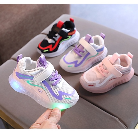 CHUBBI 9 Sepatu Sneaker Anak Laki Perempuan Lampu LED Import