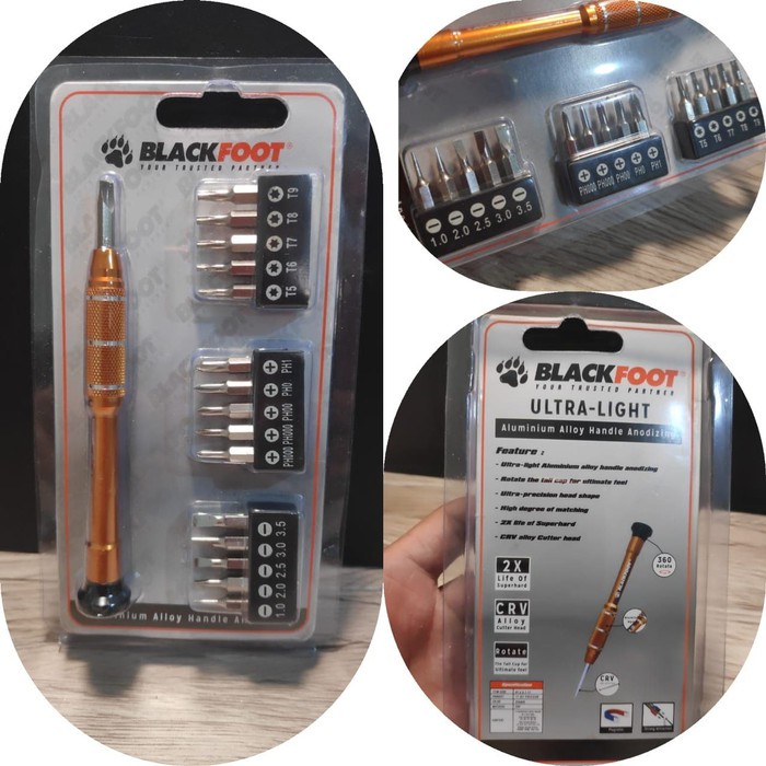 Obeng Set 17 Pcs BLACKFOOT Handphone Kacamata Laptop PC Elektronik