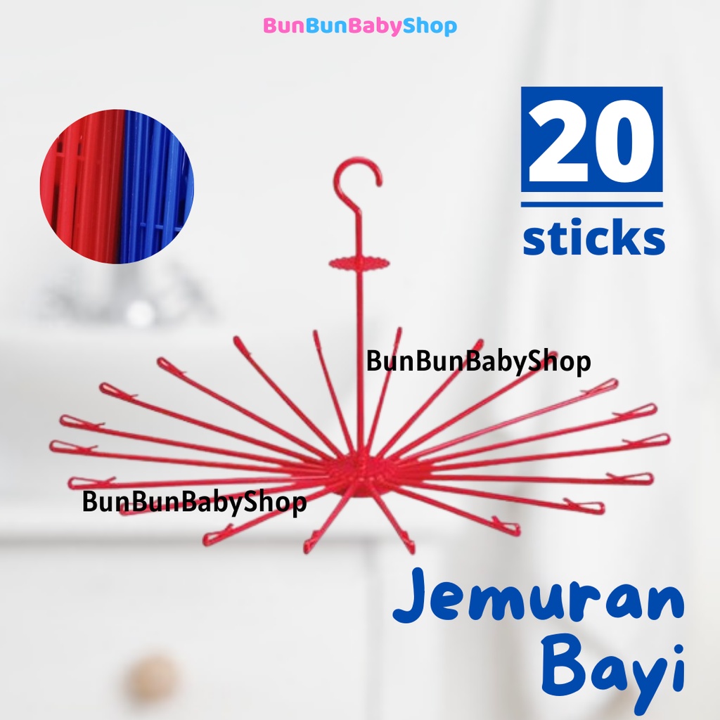 30 Stick MURAH Gantungan Baju Bayi Jemuran Folding Hanger Baju Lipat Peralatan Pakaian Baby Newborn