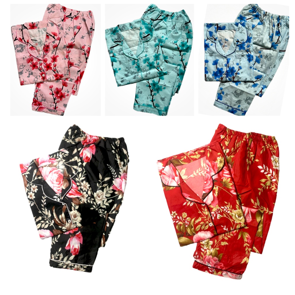 BAJU TIDUR WANITA/PIYAMA WANITA DEWASA KATUN MOTIF BUNGA PART 1 CP