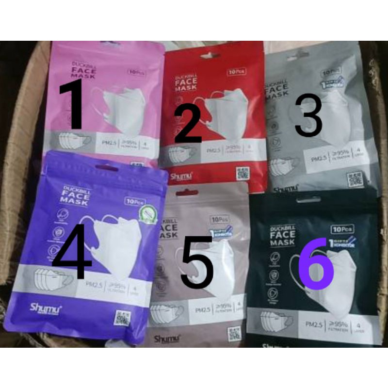 Masker duckbill shumu lilac merah lavender pink pink lady dark green grey abu gold apricot hijau mur