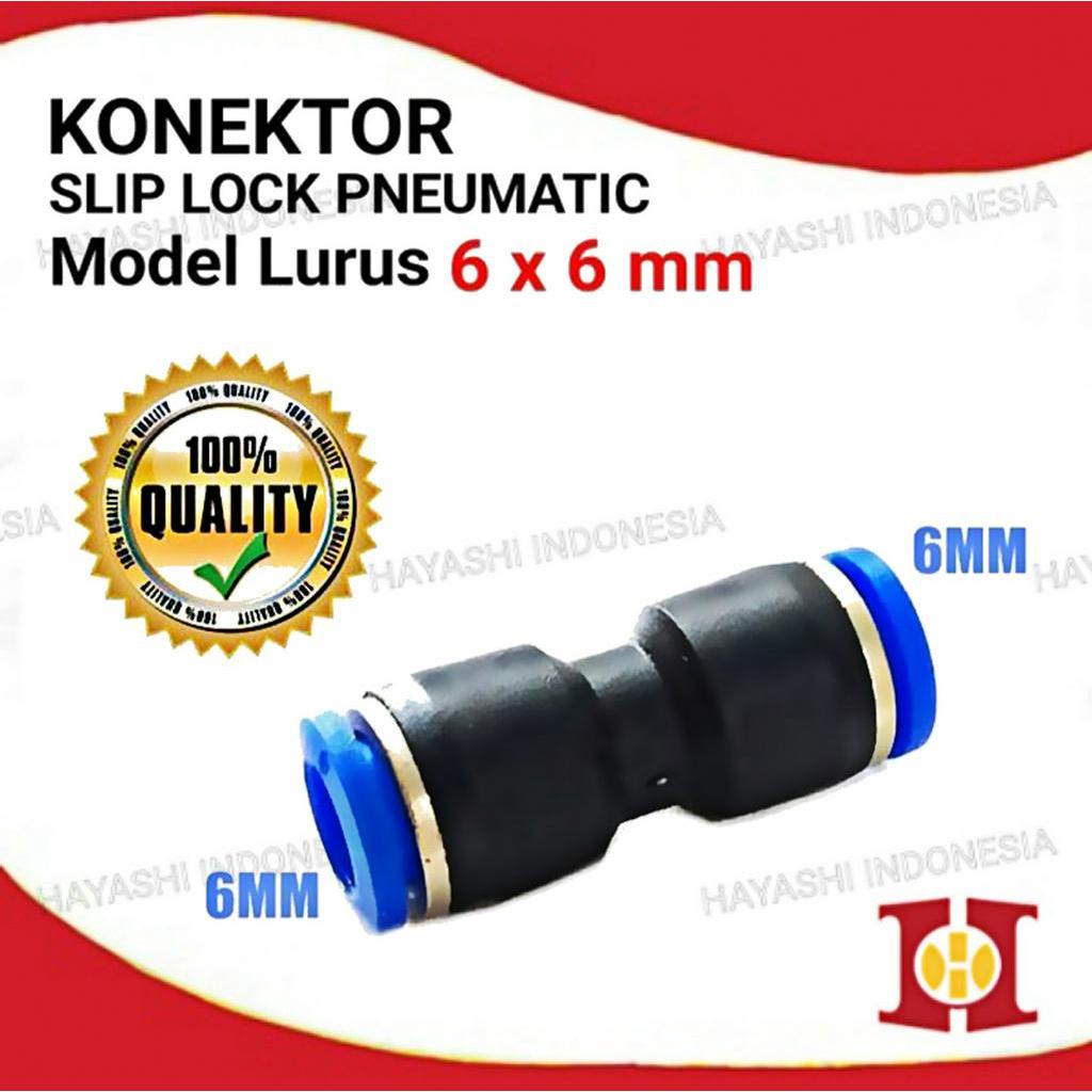 Konektor Slip Lock 6x6mm Lurus Fitting Pneumatic Irigasi-10pcs