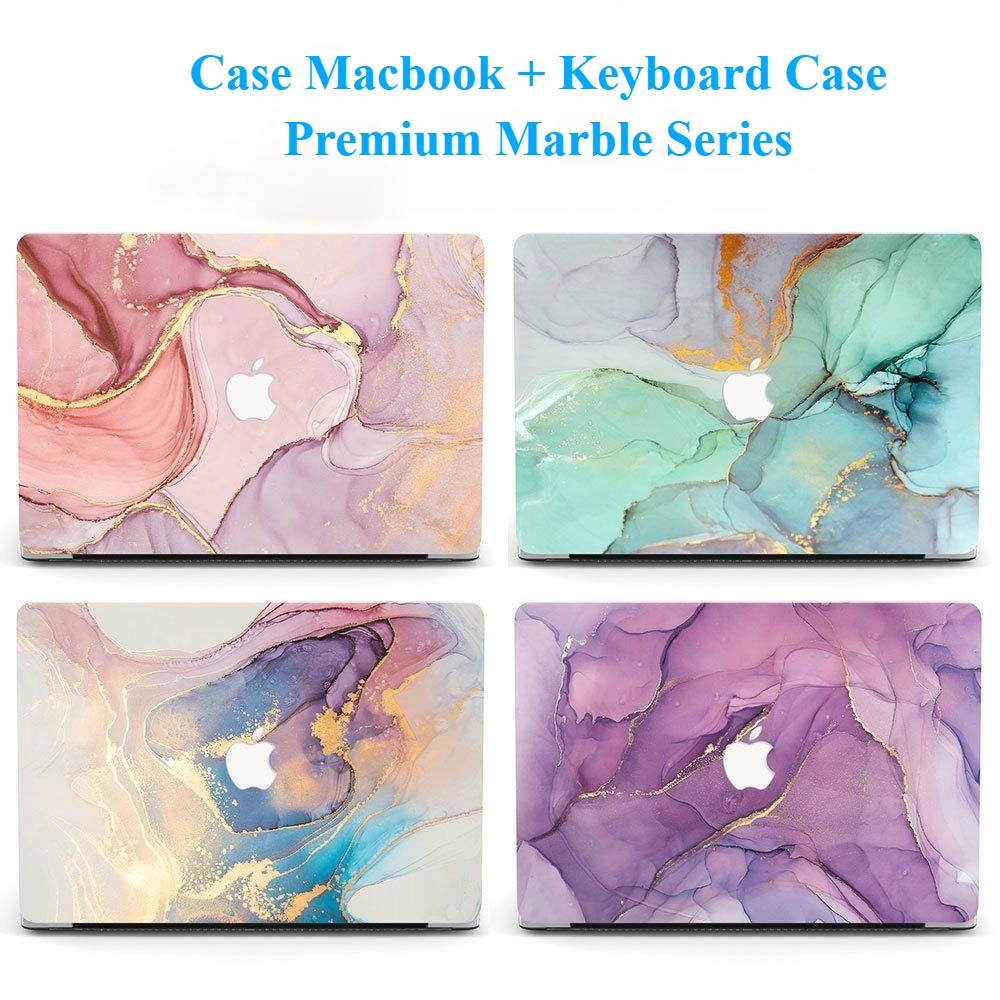 Macbook Case Marble Pink Sky Colorful Set With Keyboard Cover Protector Casing Macbook Air M1 M2 Pro 13 Inch Premium Quality