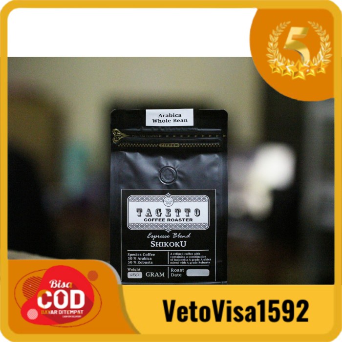 

[ COD ] Espresso Shikoku 1KG Tagetto Coffee Blend 50% Arabica - 50% Robusta - BIJI KOPI