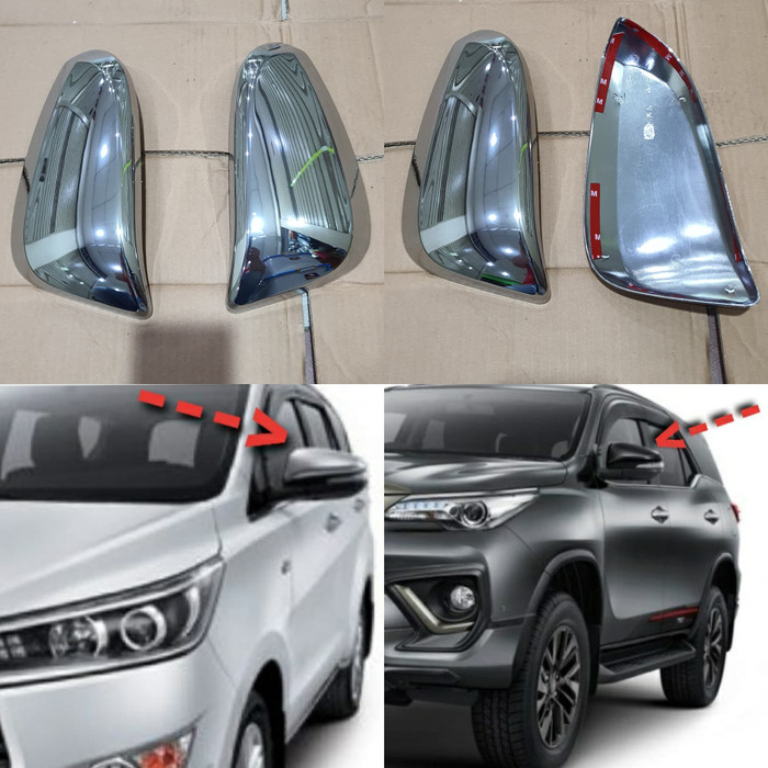 MIRROR Cover TUTUP spion TOYOTA INOVA INNOVA REBORN / ALL NEW FORTUNER / VRZ 2016 sd 2022 CHROME CROME hitam doff glossy black piano 2019 2018 2017 2020 2021