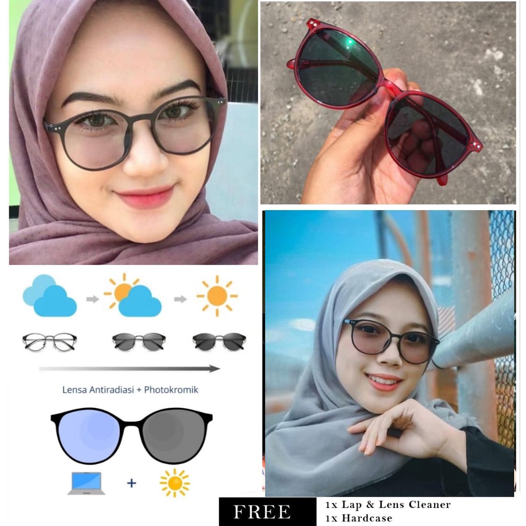 Kacamata Gelap Photocromic Anti Radiasi Style Hijab Trendy Terbaru 2022