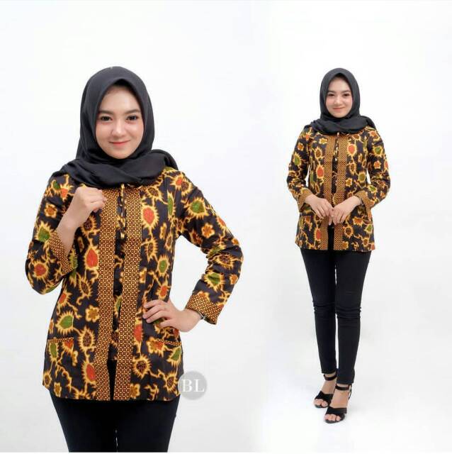 Blus batik kacing depan boleroo