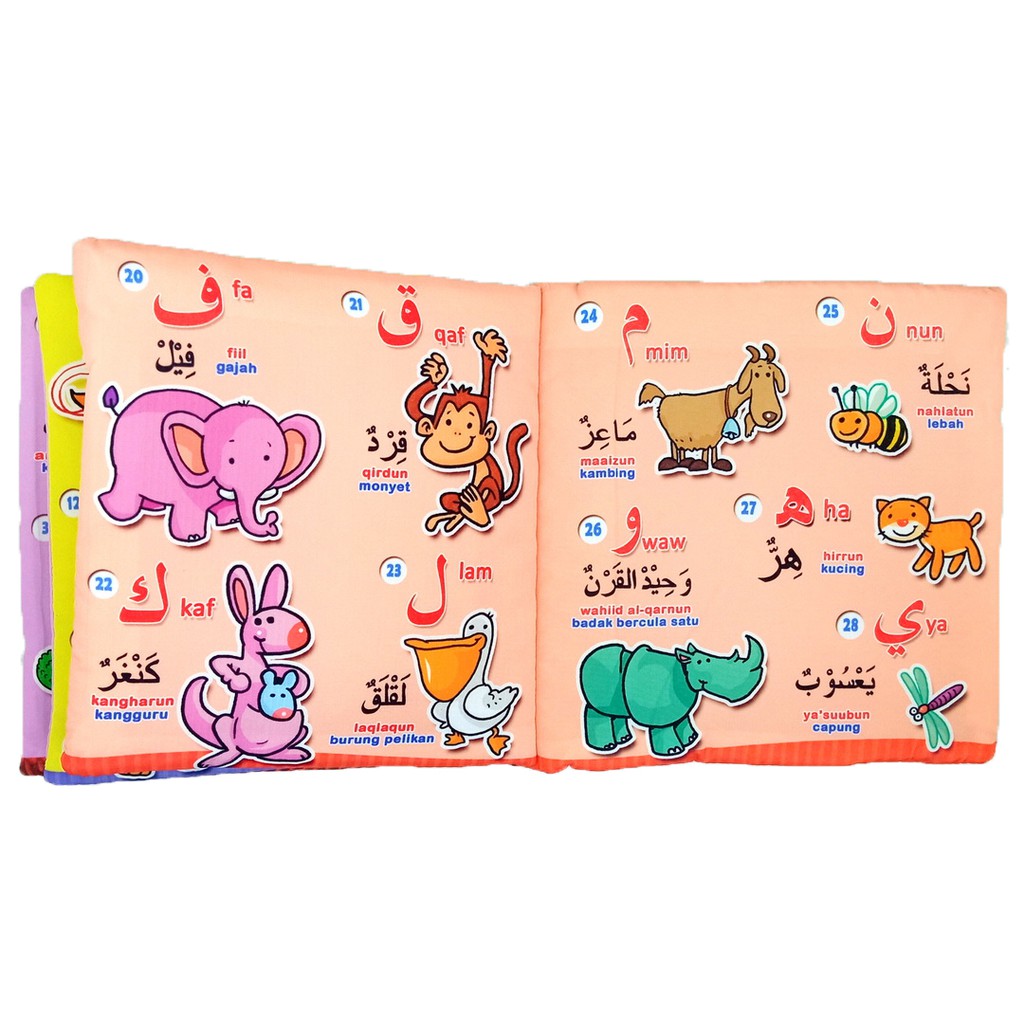 Buku Bantal dari Alif sampai Ya Mengenal Huruf Hijaiyah Softbook Kain Mainan Edukasi Bayi