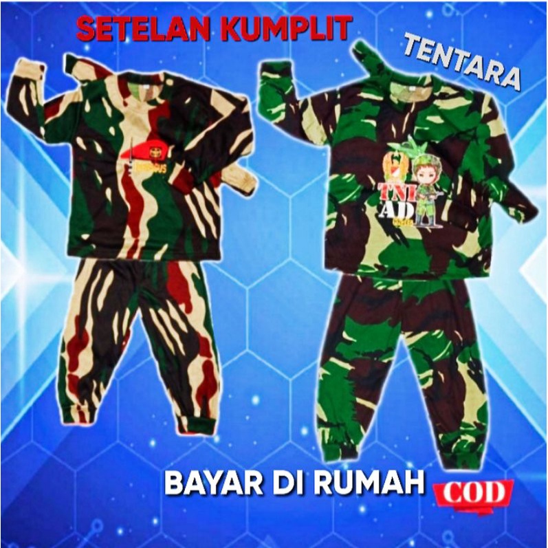 GSM Promo STELAN KAOS BAJU POLISI TENTARA ANAK 1 2 3 4 5 6 7 8 TAHUN TRAINING PIYAMA ANAK LORENG ARM