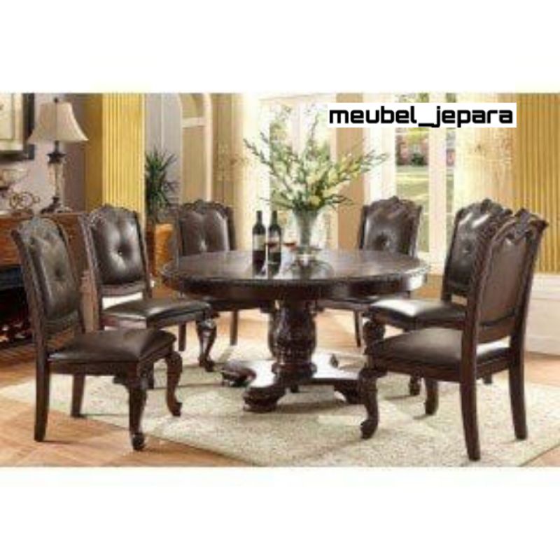 MEJA MAKAN MEWAH UKIRAN KAYU JATI TUA/FURNITURE JEPARA