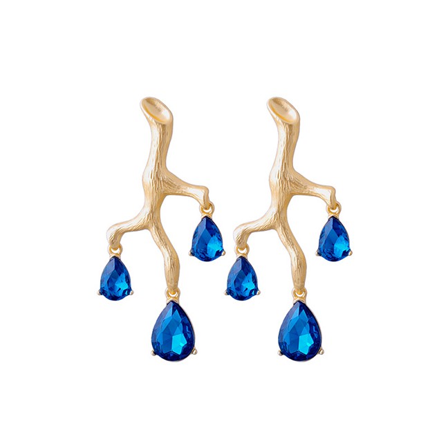 LRC Anting Tusuk Fashion Blue S925 Sterling Silver Branch Gemstone Stud Earrings F94079