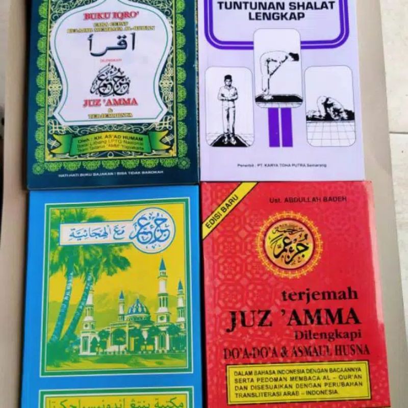 4 paket buku Risalah tuntunan sholat lengkap terjemah juz amma turutan iqro