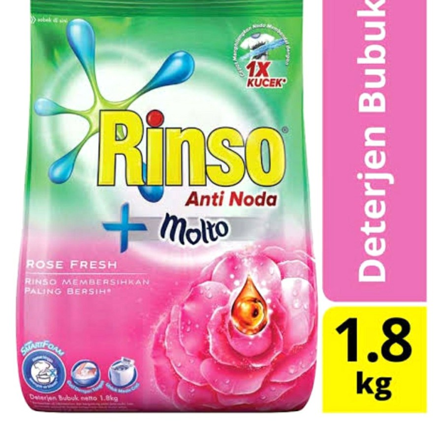 Detergen Bubuk Rinso + Molto 1.8 kg / Deterjen Kiloan Laundry serbuk