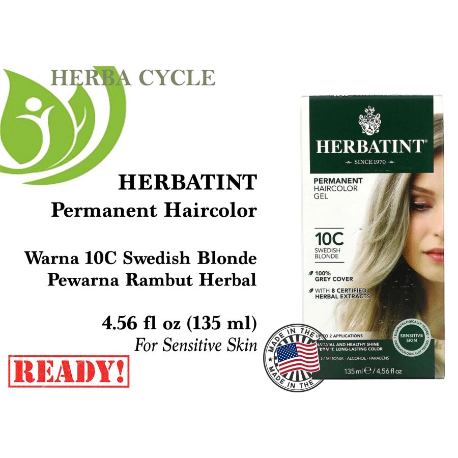 Herbatint 10C Swedish Blonde 135ml Pewarna Rambut Herbal ORI USA