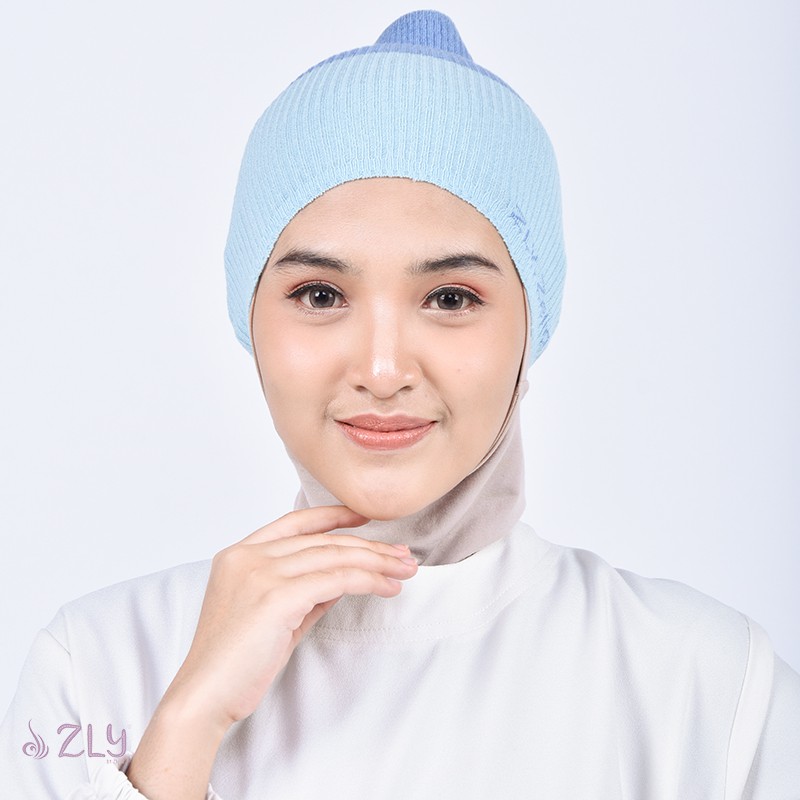 Ciput Bandana | Bando Hijab Anti Pusing Nyaman Adem Rajut Premium ZLY Hijab Biru Muda
