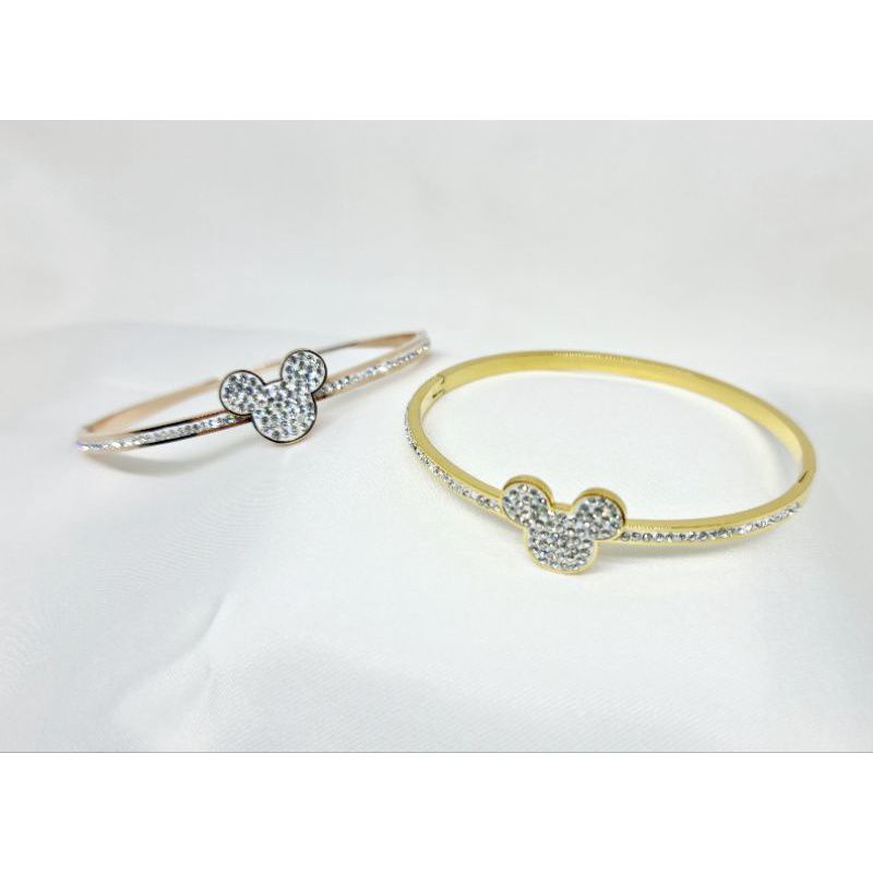 Gelang Bangle Titanium Mickey Diamond import, fashion wanita
