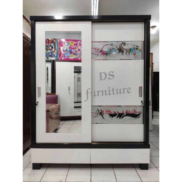 Lemari Pakaian Baju 2pintu JUMBO Kayu Bloktik / Lemari Pakaian Sleding 2pintu / Lemari pakaian sledi