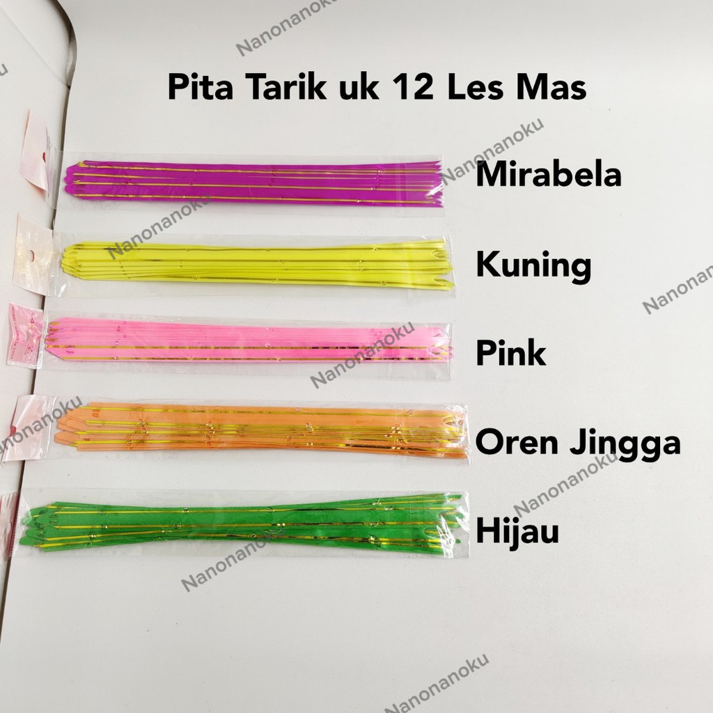 [10 pcs] Pita Tarik 12 mm Pita Serut Motif dan Les Mas