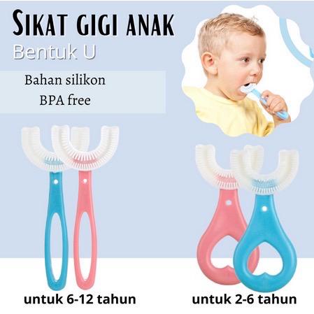 Sikat Gigi Anak Bentuk U Bahan Silikon - Training Toothbrush - Tooth Brush Baby Silicon type U 360° - Sikat Gigi U Lembut