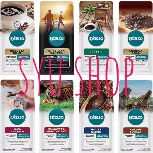 

Lucu Excelso Brazilian Santos Ground Coffee Kopi Bubuk 200 Gr Berkualitas