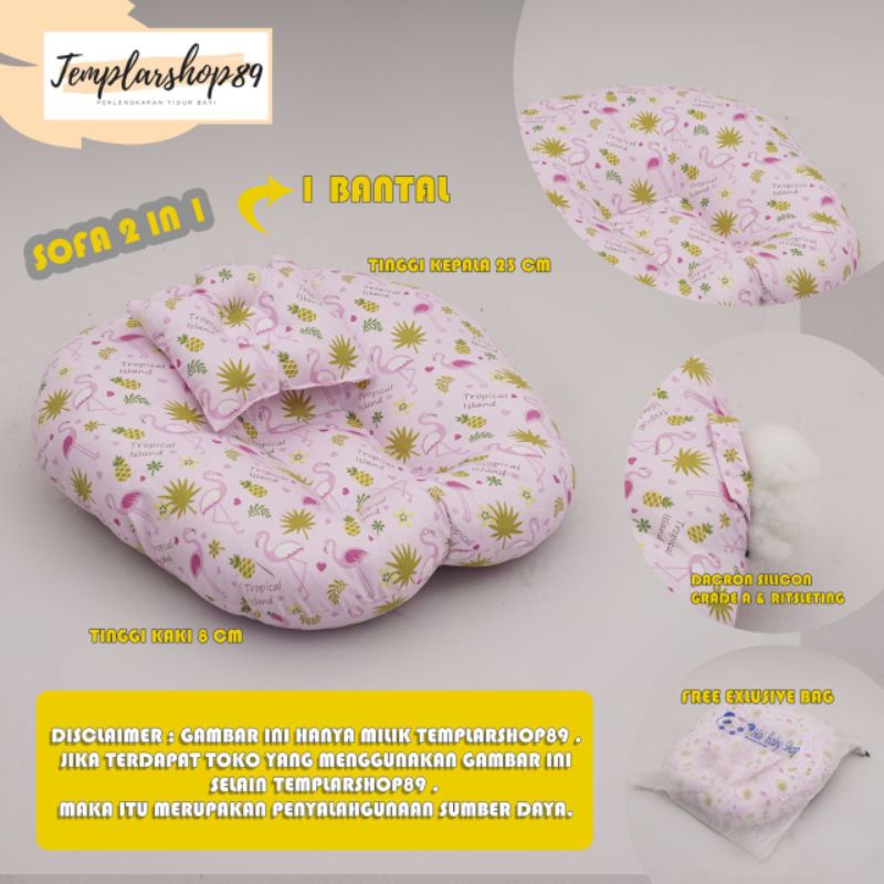 Sofa bayi / baby launger  FREE bantal mahkota bayi dan tas mika.-Flaminggo pink