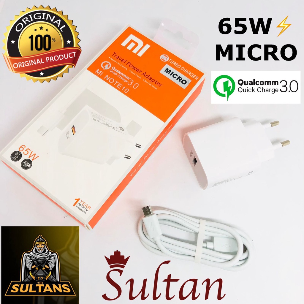 PROMO CASAN Xiaomi Mi 65W Fast Charger  65W MAX  Mi NOTE 10 Charger MICRO DAN TYPE-C REDMI NOTE 100