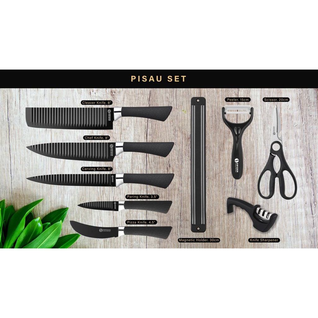 SWIDEN Knife Set - set pisau dapur lengkap knife set premium free asahan