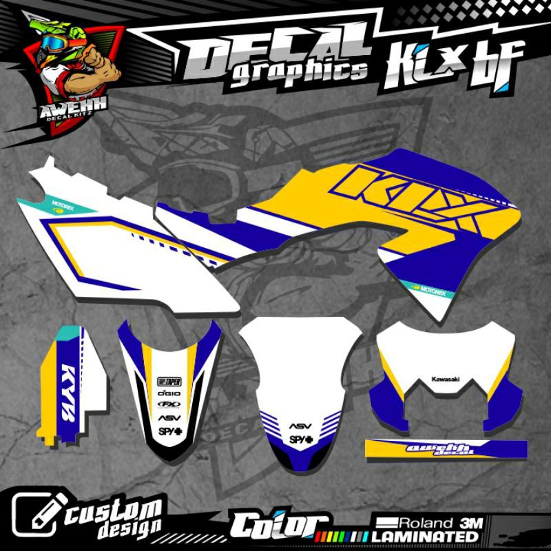 DECAL KLX BF KLX 150 BF DTRACKER LAMA BIRU KUNING