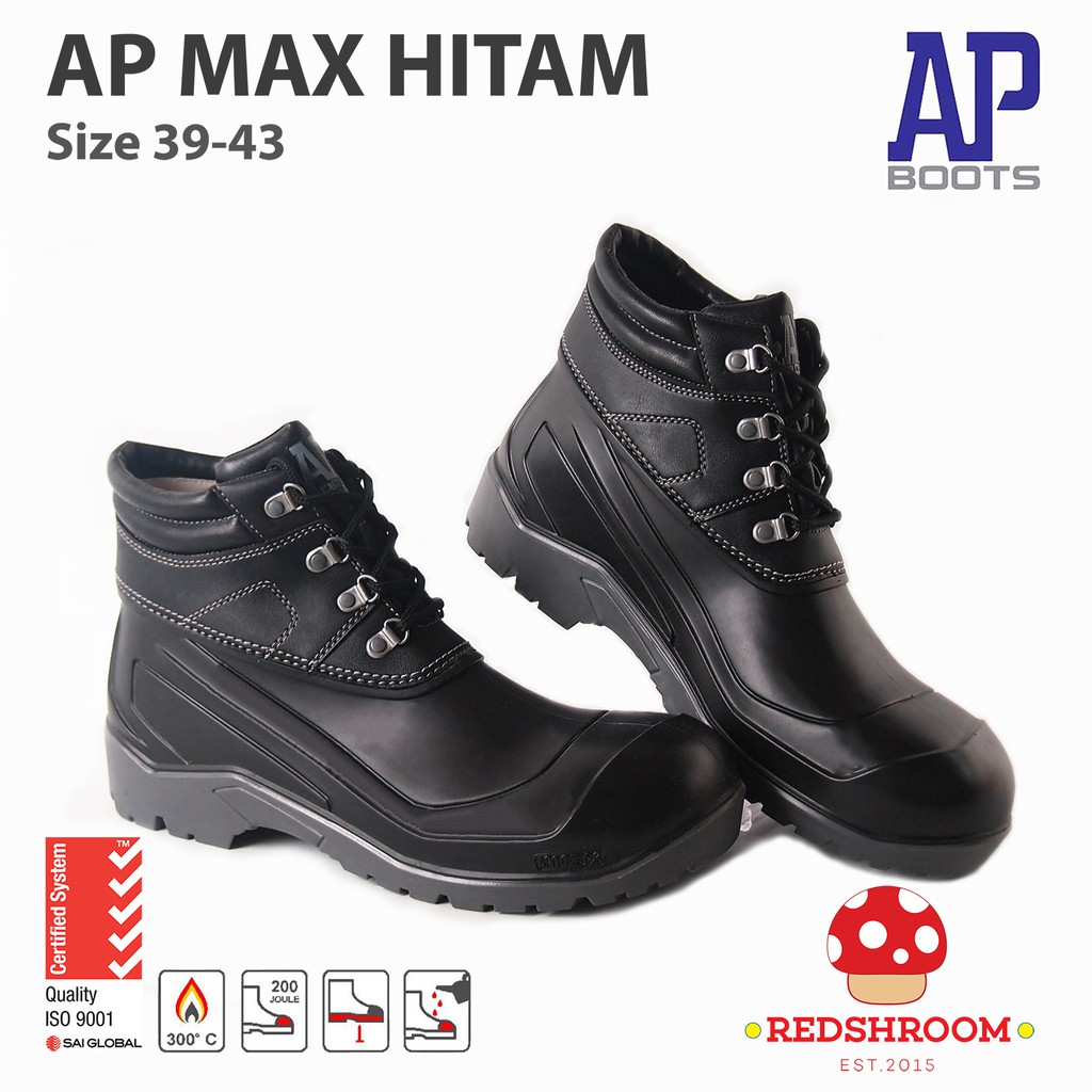 Sepatu Boot SAFETY AP BOOTS AP MAX HITAM KONTRUKSI PROYEK