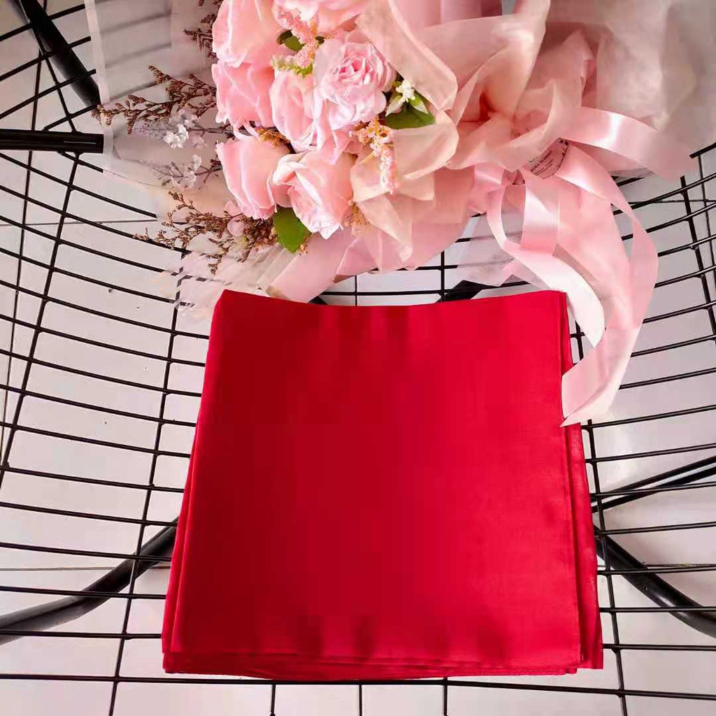 Murah Meichen Kerudung Hijab Paris Polos Segi Empat Jilbab Daily Basic Premium-Merah Cabe
