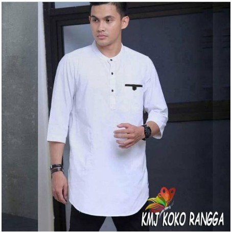 Baju Koko Lengan Panjang Pria Dewasa Terbaru 2021 Untuk Lebaran Bahan moscrepe LD 108 Fit L Polos...
