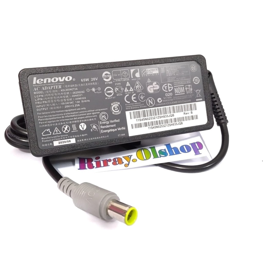 ORIGINAL Charger Lenovo ThinkPad L510 L512 L520 L410 L412 20V 4.5A Model Jarum