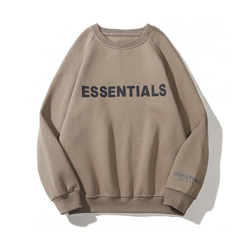 Sweater ESSENTIALS Sweatshirt Bigsize (S - 6XL) Crewneck Harajuku Street Style Unisex Jumbo Beige Hitam Putih