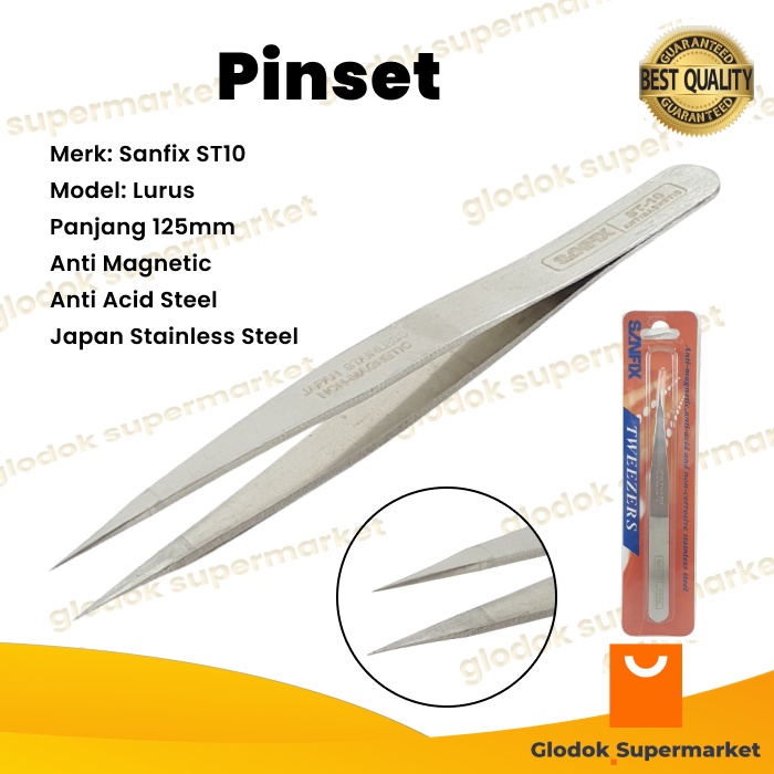 Pinset Sanfix 125mm Pencapit Lurus 125 mm Tweezer ST10