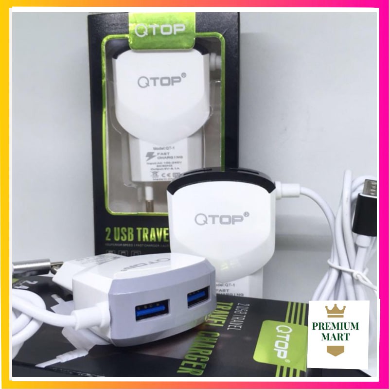 QTOP Charger 2.4A Fast Charging Include Kabel Micro USB GARANSI