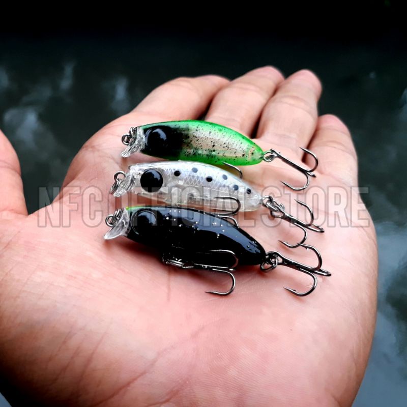 Mini floating minnow 3,5cm / 3gr Umpan tiruan bentuk ikan, Target hampala laosan payus barramundi