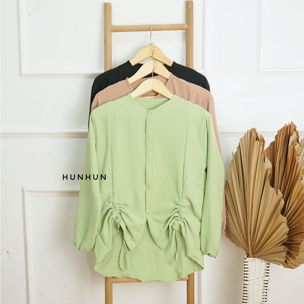 Merry Top Blouse Crincle Atasan Wanita Tali Serut / Blouse Kemeja Wanita Crincle / Tera Blouse Sserut/ Rossi Blouse