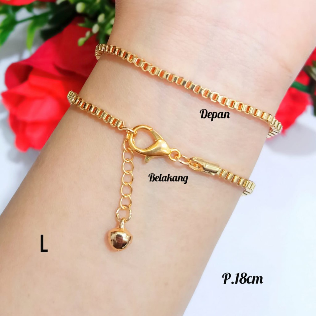 GELANG RANTAI TITANIUM SIMPLE REMAJA DEWASA GOLD&amp;SILVER PERHIASAN WANITA TIDAK KARAT | COD