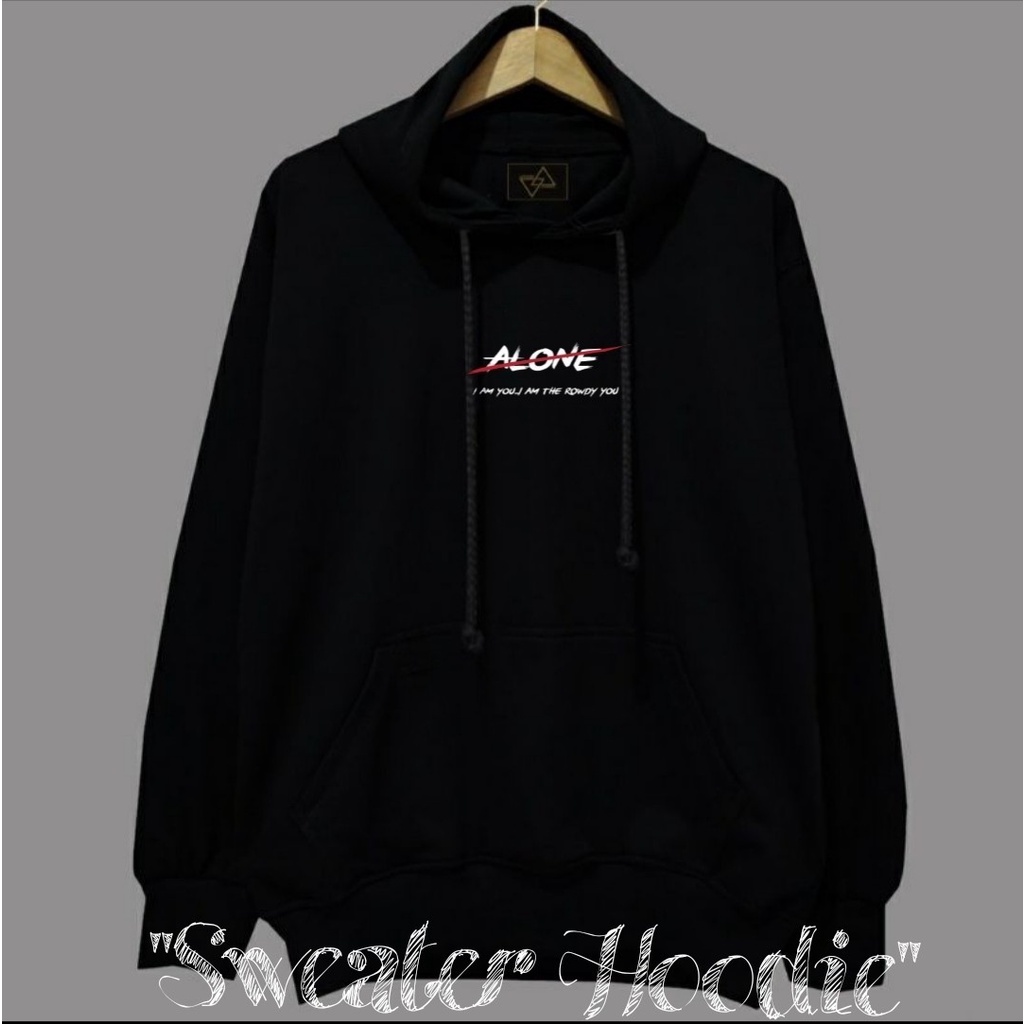 Sweater Hodie Pria Distro Flece Tebal Sweatshirt Hoodie Original Motif Alone