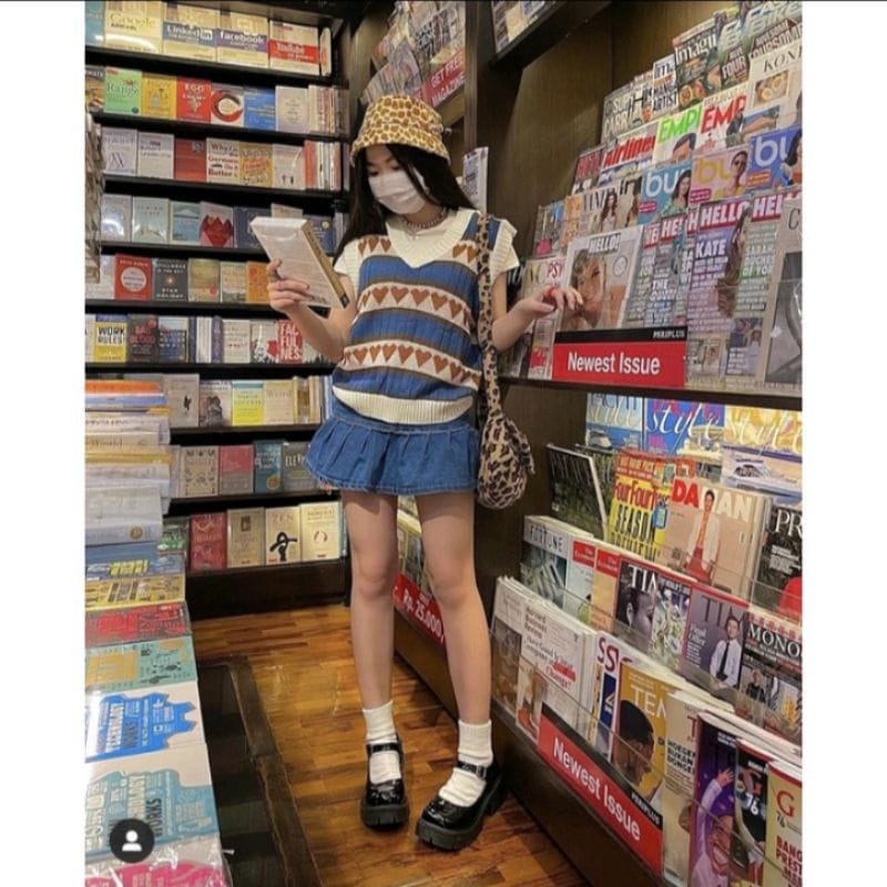 Rompi Wanita VEST KOREAN LOVE KNIT TEBAL PREMIUM