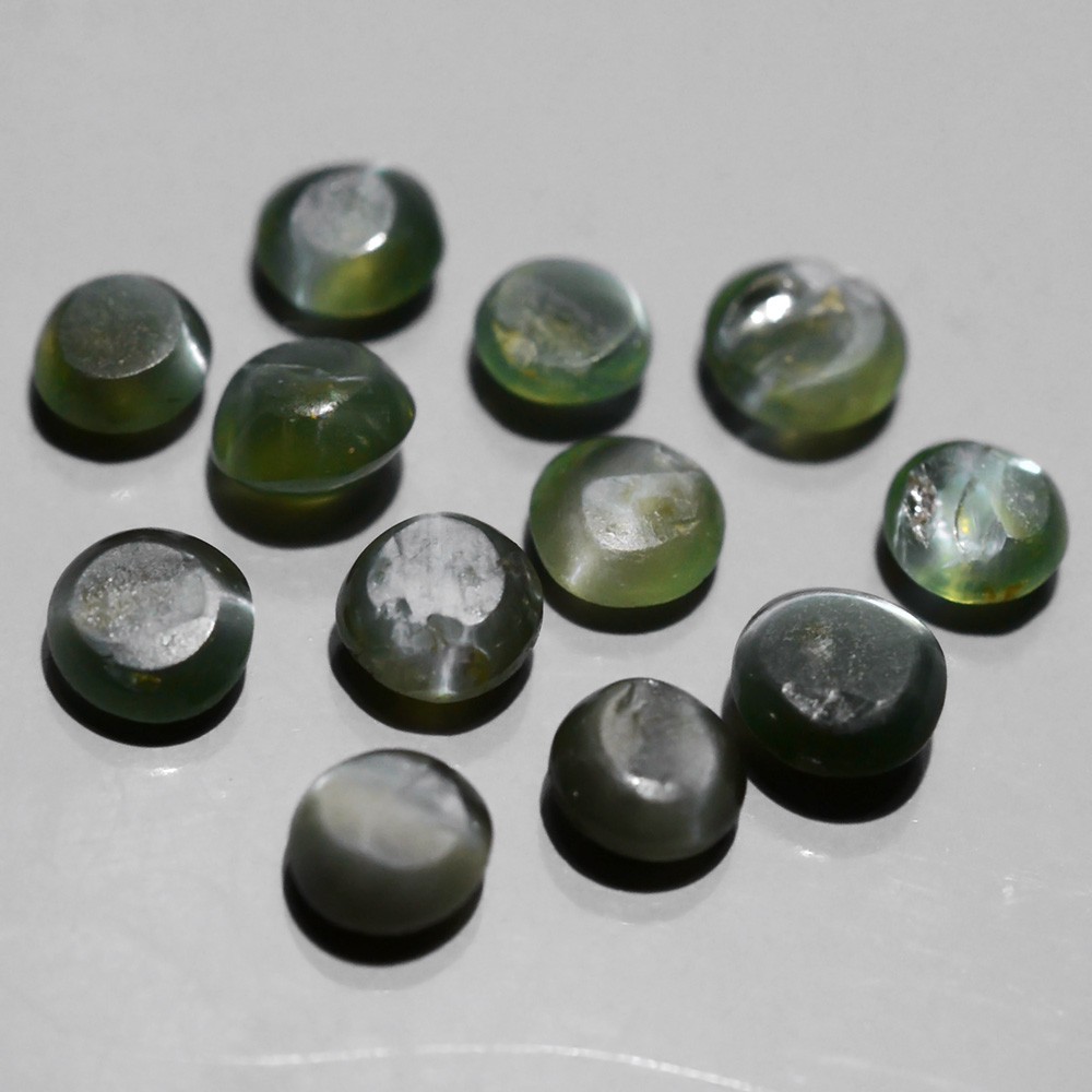 LOT 12pcs/2.01tcw Round Cabochon Natural Green Sharp Cat's Eye Alexandrite AXD008