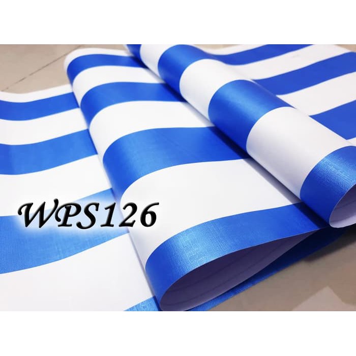 Wallpaper dinding tema 5M 126 COLORFUL BLUE LINE