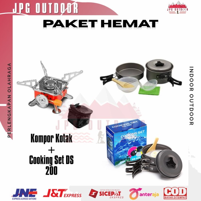 Paket Hemat Cooking Set DS 200 DS200 + Kompor Camping Kotak Portable