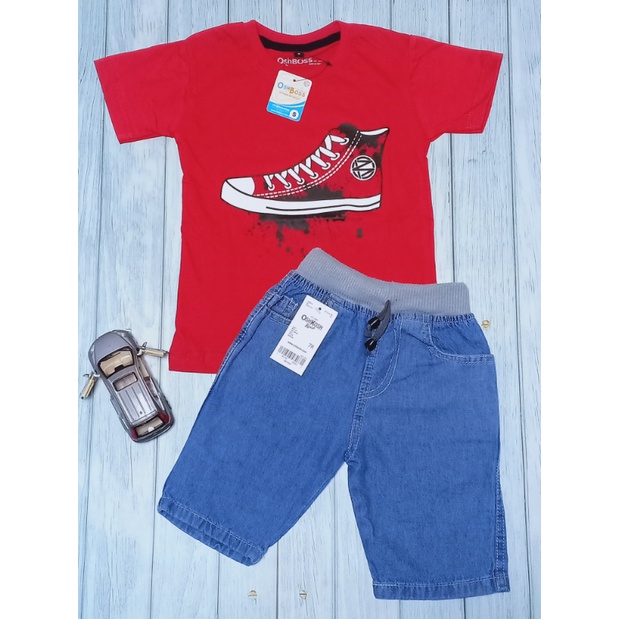 STJR - PREMIUM SETELAN BAJU KAOS ANAK MOTIF KARAKTER DAN JEANS PENDEK 1-10 TAHUN PART 2-sepatu