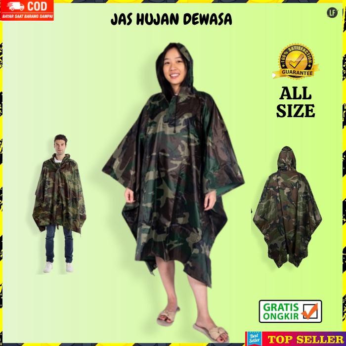 JAS HUJAN PRIA KOREA MOTIF ARMY LORENG MANTEL HUJAN COWOK DEWASA RAINCOAT JAKET GUNUNG IMPORT C6